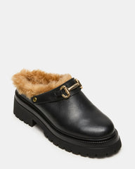 Erba Faux Fur Black Leather
