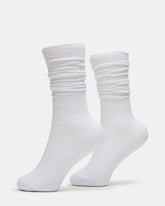 2 Pack Rib Slouch Socks White