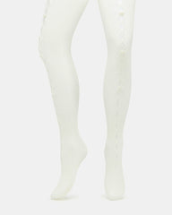 Fishnet Pearl Tights Off-White