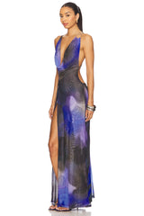 Sedona Blue Floral Maxi Dress