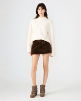 Aviva Faux Fur Skirt Dark Espresso
