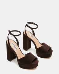 Lourdes Chocolate Brown Suede