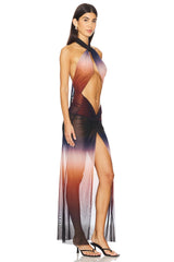 Knotted Halterneck Maxi Dress