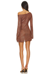 Maya Sleeve Mini Dress - Chocolate Sequin