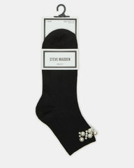 2 Pack Pearl Anklet Socks Black Multi