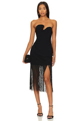 Puzzle Strapless With Fringe Dress