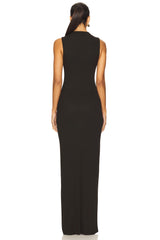 Silk Rib Sleeveless Mockneck Fluid Dress