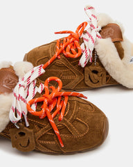 Aziel Mule Faux Fur Chestnut Suede