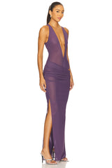 Tucked Halter Column Dress