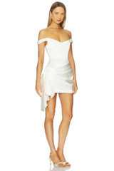 Off Shoulder Draped Mini Dress
