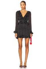 Frill Detail Spot Mini Dress