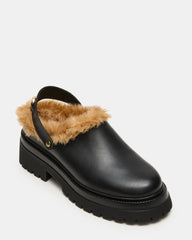 Erba Faux Fur Black Leather