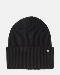 Double Layer Ribbed Knit Beanie Black
