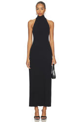 Knit Halter Turtleneck Fluid Dress