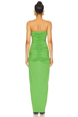 Center Gathered Tie With Slit Dress