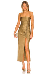 Thalia Bias Ruched Midi Dress
