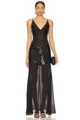 Sheer Panel Maxi Dress