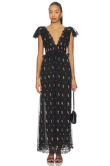 Poppy Pleated Lace Maxi Dress