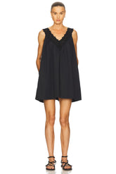 Mini Dress With Lace in Tech Poplin