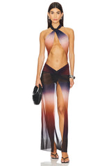 Knotted Halterneck Maxi Dress