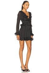 Frill Detail Spot Mini Dress