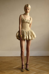 Rib Mix Puffy Mini Dress