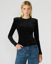 Madilyn Studded Velvet Top Black