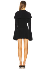 Long Sleeve Deep V Ruffle Mini Dress