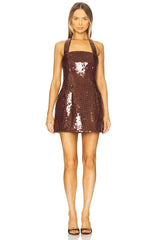 Nevelle Sequin Halter Dress