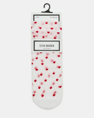 2 Pack Heart Socks Sheer White