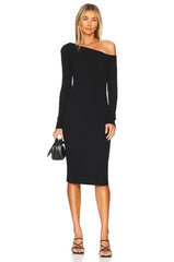 Sweater Knit Slouch Shoulder Dress