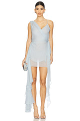 Asymmetrical Ruffle Mini Dress