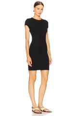Silk Rib Cap Sleeve Mini Dress