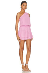 One Shoulder Ruffle Mini Dress