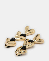 Heart Linear Earrings Black/Gold