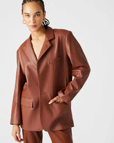 Imaan Faux Leather Blazer Cognac - Sm Rebooted