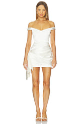 Off Shoulder Draped Mini Dress