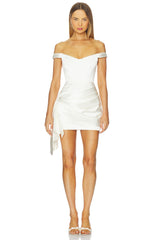 Off Shoulder Draped Mini Dress