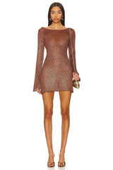 Maya Sleeve Mini Dress - Chocolate Sequin