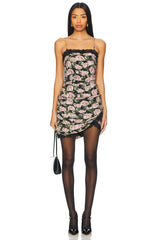 Fallen Rose Print Mini Dress