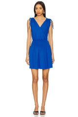 Surplice Smocked Waist Dress