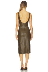 Faux Leather Midi Tank Dress