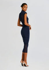 Tabitha Mesh Ruched Midi Dress