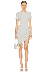 Short Sleeve Crewneck Side Drape Micro Dress