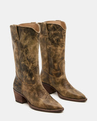 Albany Brown Distressed Wide Calf