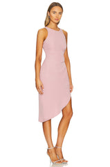 Ruched Asymmetrical Midi Dress