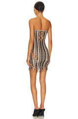 Haze Dress Shapewear Fishnet Bandeau Fringe Dress