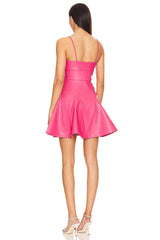 Faux Leather Corset Flare Dress