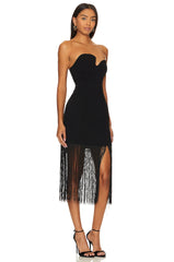 Puzzle Strapless With Fringe Dress