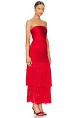 Draped Bustier Dress With Crochet